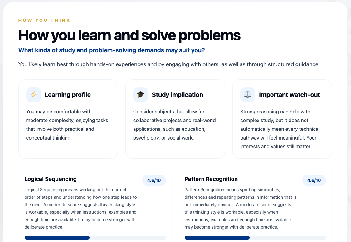 CareerMap thinking and problem-solving insight